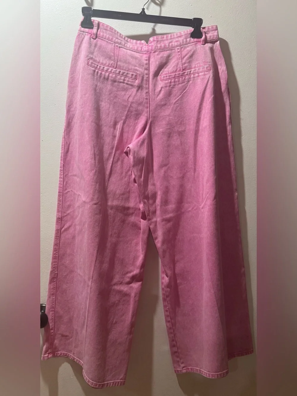 Avec les filled Wide Leg Pink Washed Denim Pants